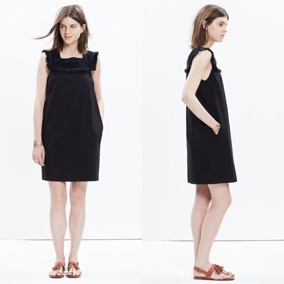 MADEWELL Black Sundream Fringed Shift Dress - Picture 1 of 9